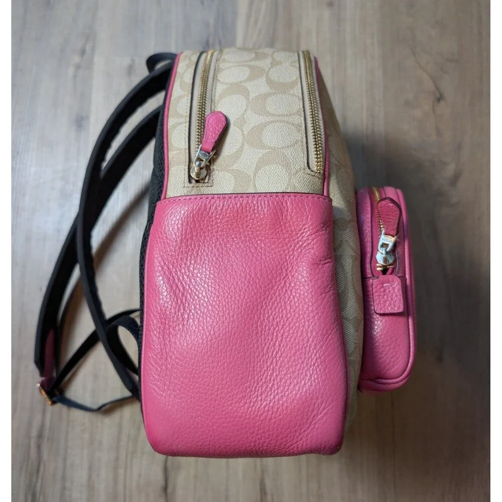 Coach 5671 Court Backpack Signature Canvas & Pebble Leather Light Khaki Petunia - Picture 6 of 12